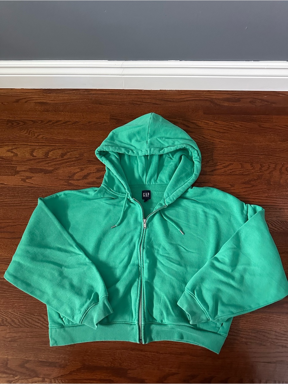 GAP Cropped Full-Zip Hoodie, in Kelly Green
